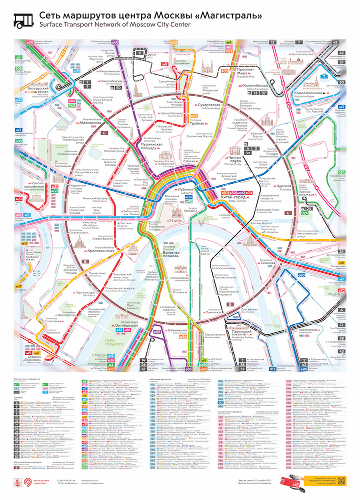 Схема автобусов центра Москвы